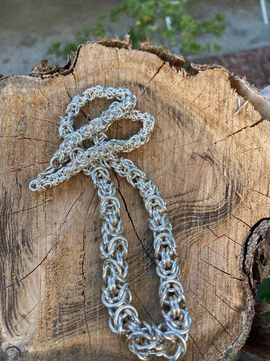 Sterling Silver Graduated Byzantine Knotted Chain
